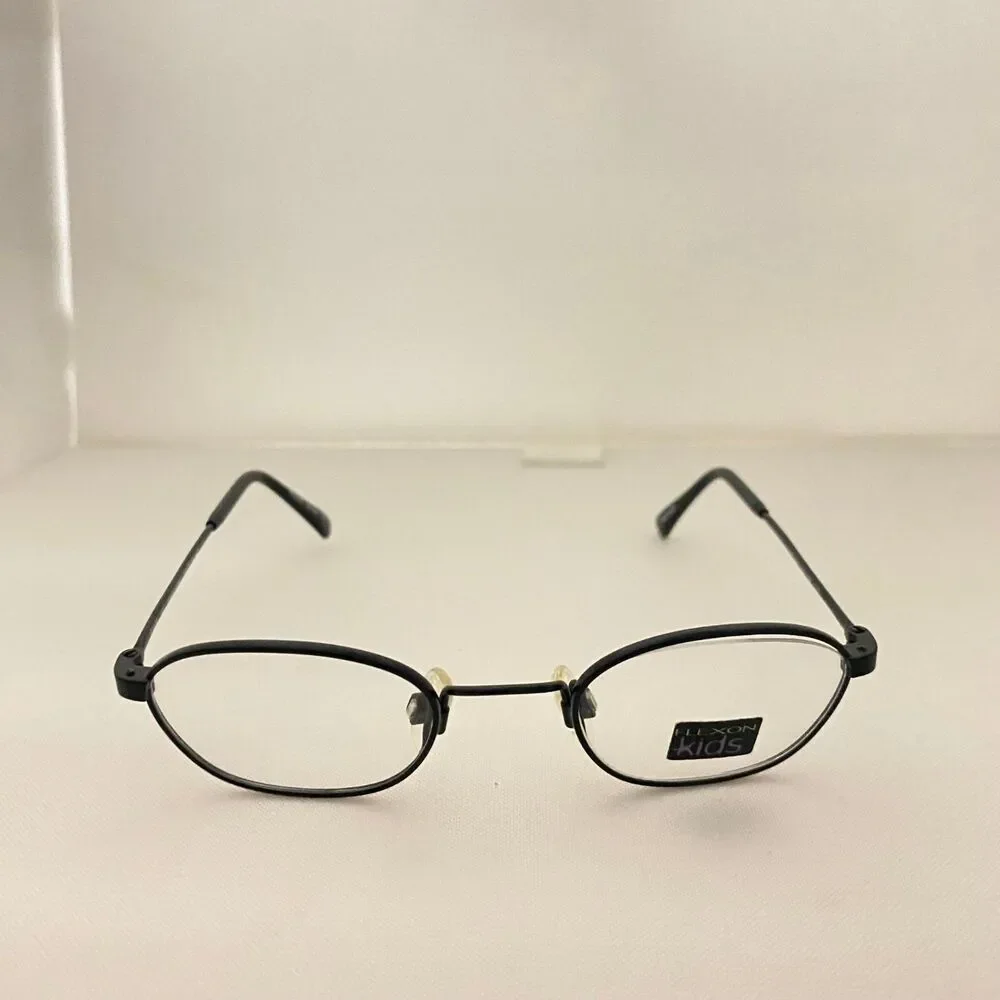 #5785 Flexon Marchon Kids All Black Circular Thin Metal Eyeglass Frames  41-19-1